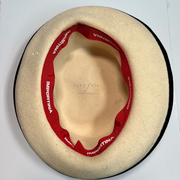 Importina Vintage Lite Felt Hat Cream with Velvet Purple Trim - Picture 3 of 5